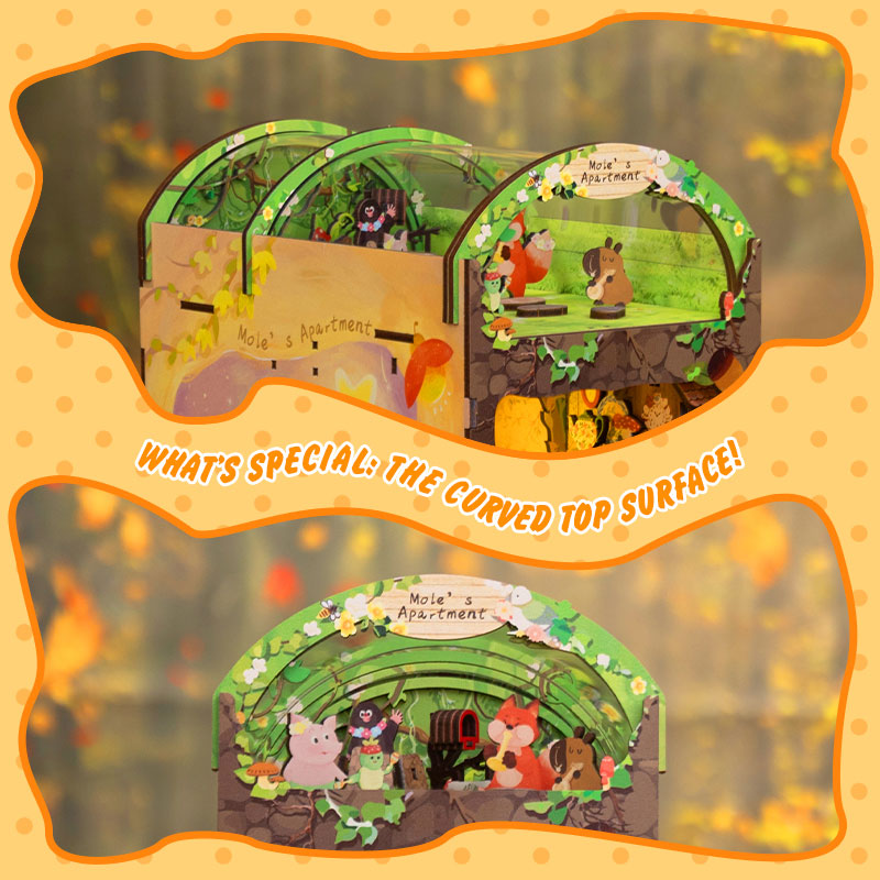 Miniature Doll House Mole's Apartment Wooden DIY Kit