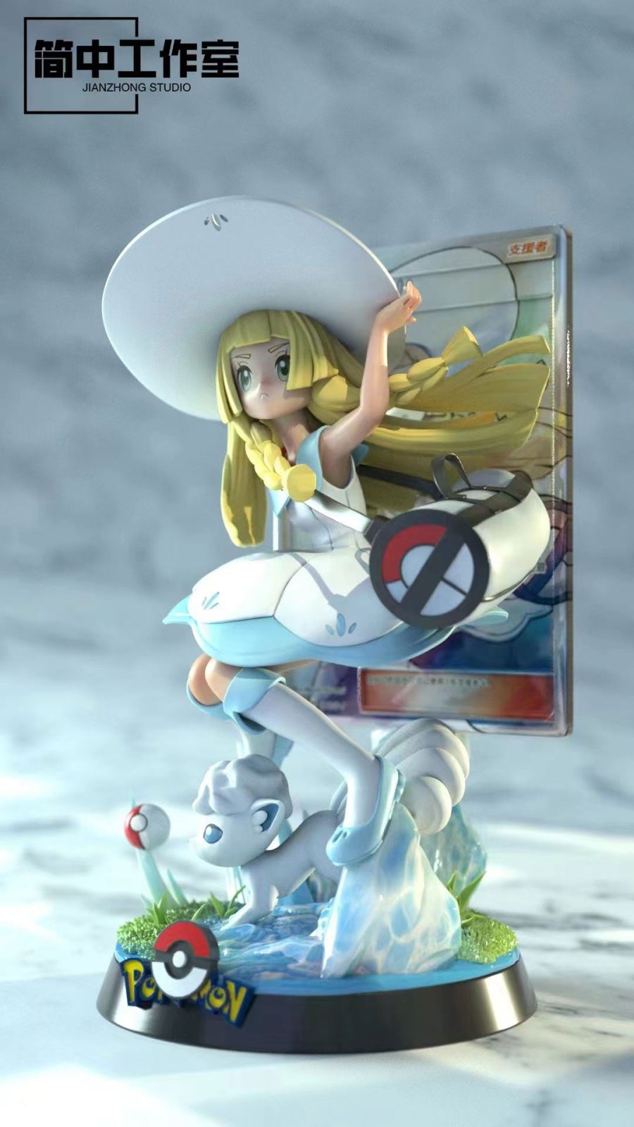 Lillie & Alolan Vulpix - Pokemon Resin Statue - JianZhong Studio