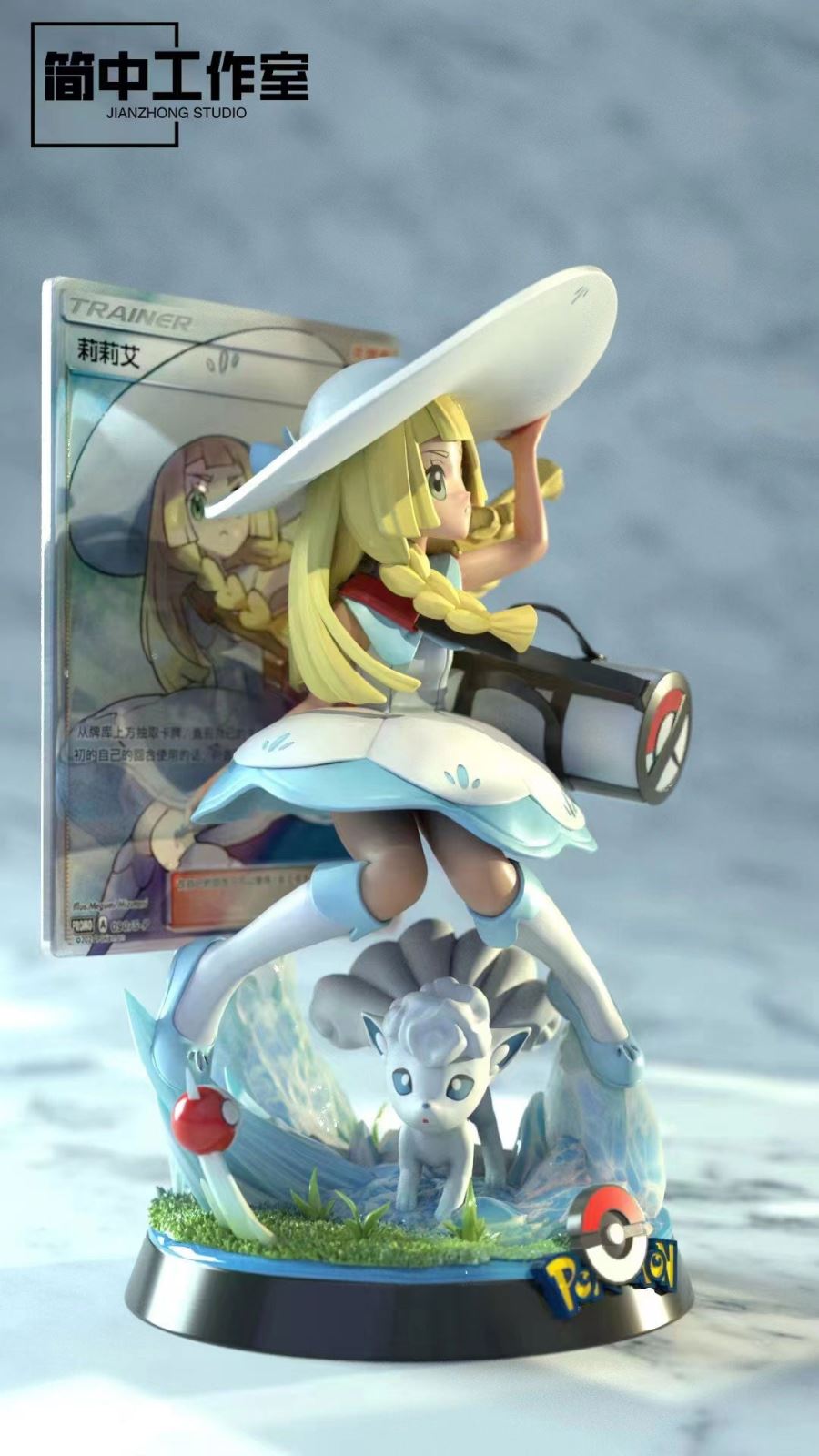 Lillie & Alolan Vulpix - Pokemon Resin Statue - JianZhong Studio