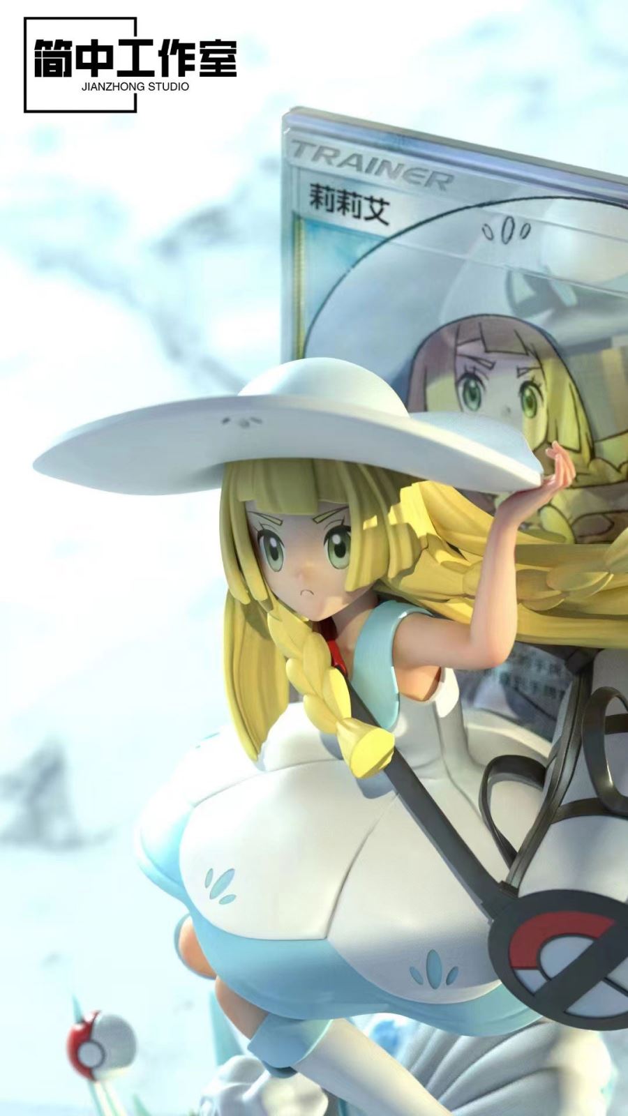 Lillie & Alolan Vulpix - Pokemon Resin Statue - JianZhong Studio