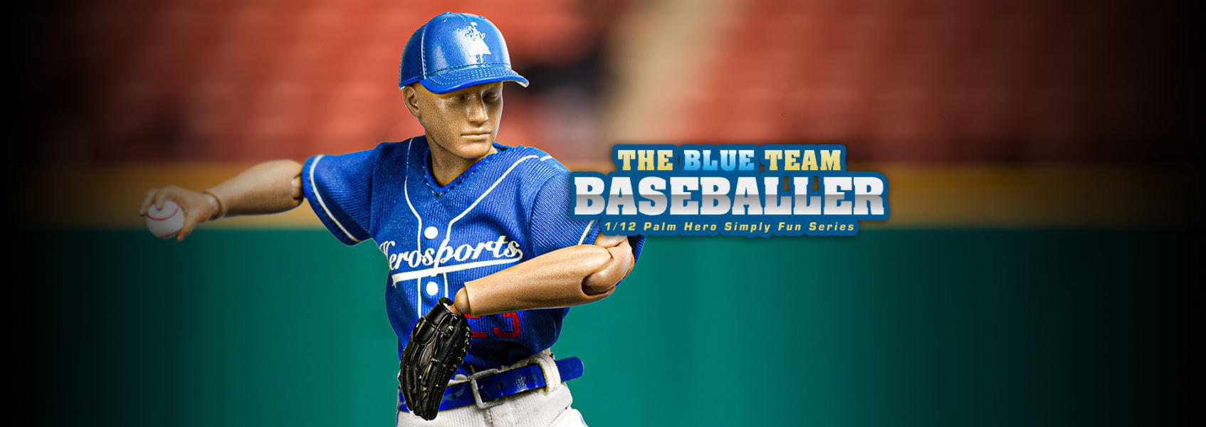 Handheld Hero Real Series-White Team Baseball Player/Blue Team Baseball Player 1/12