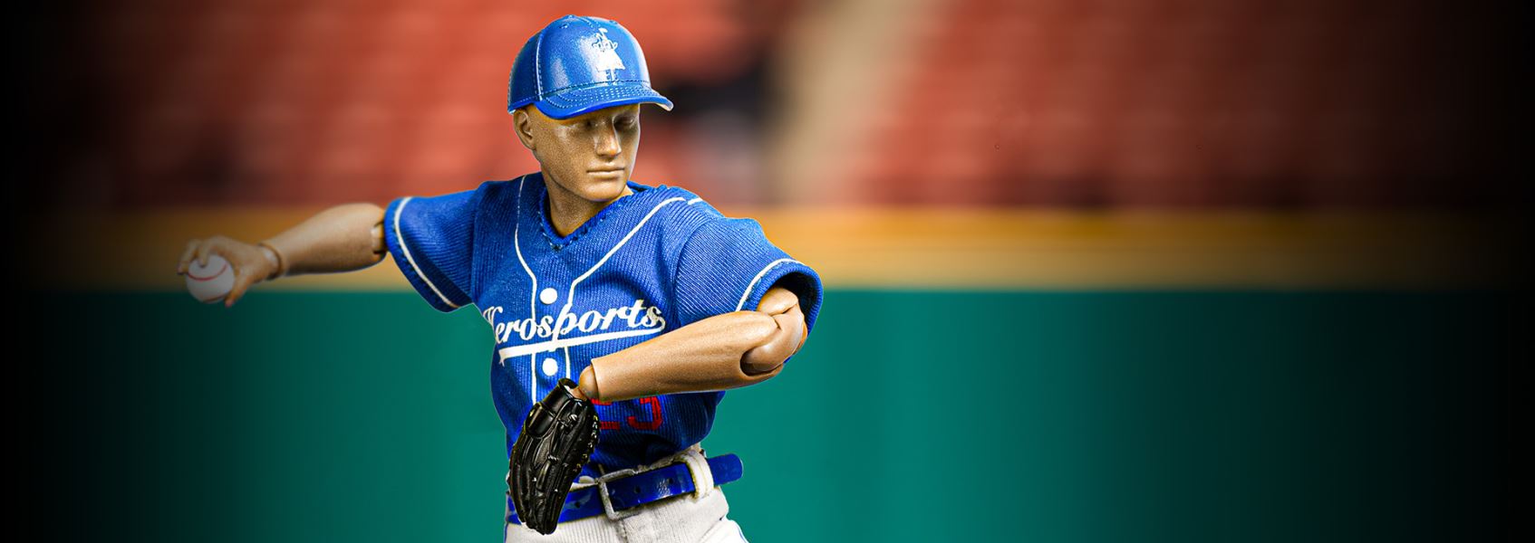 Handheld Hero Real Series-White Team Baseball Player/Blue Team Baseball Player 1/12