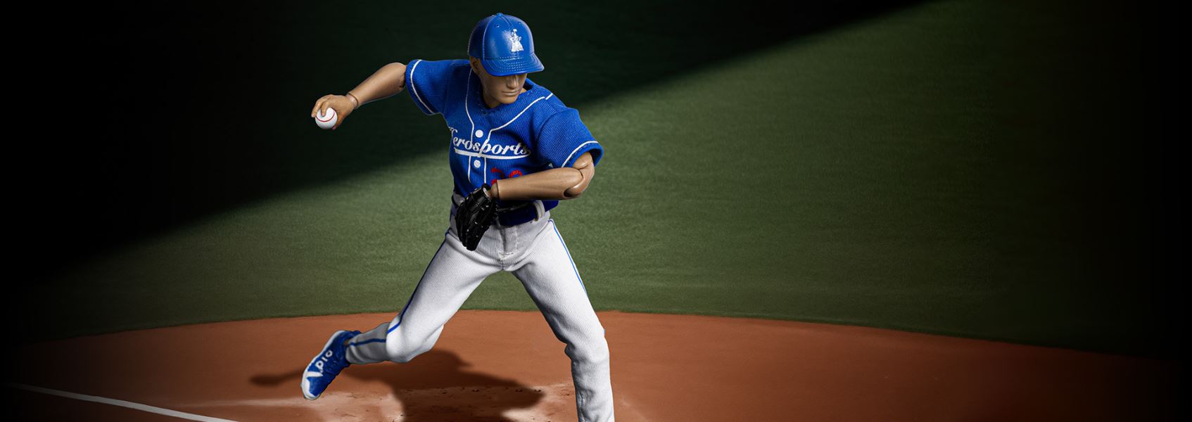 Handheld Hero Real Series-White Team Baseball Player/Blue Team Baseball Player 1/12