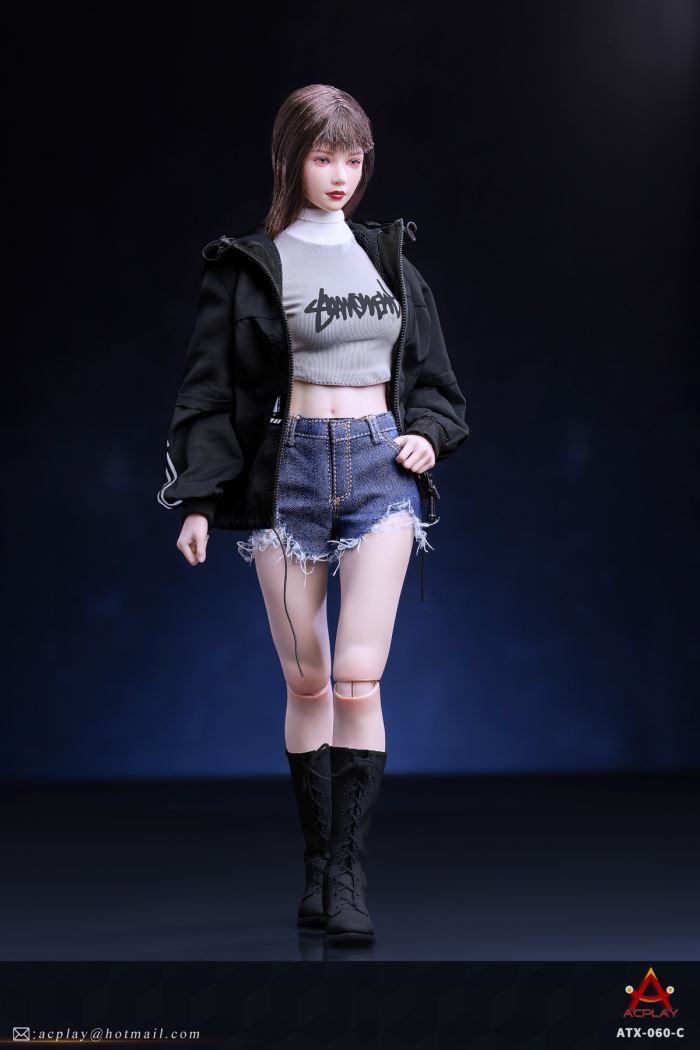 Women's trendy jacket denim shorts clothing set 1/6