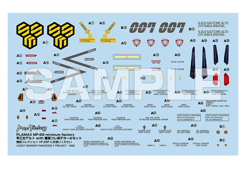 PLAMAX MF-69 minimum factory Macross Frontier Alto Saotome with VF-25F Decals Set