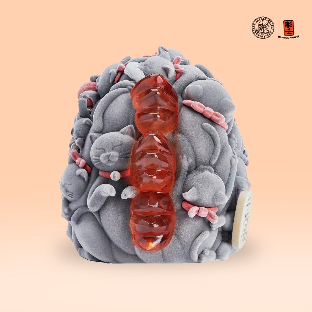 Lucky Cat Red Lotus original color flocking version