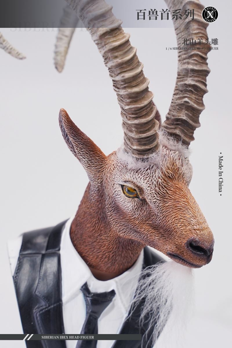 Siberian Ibex Head Figure