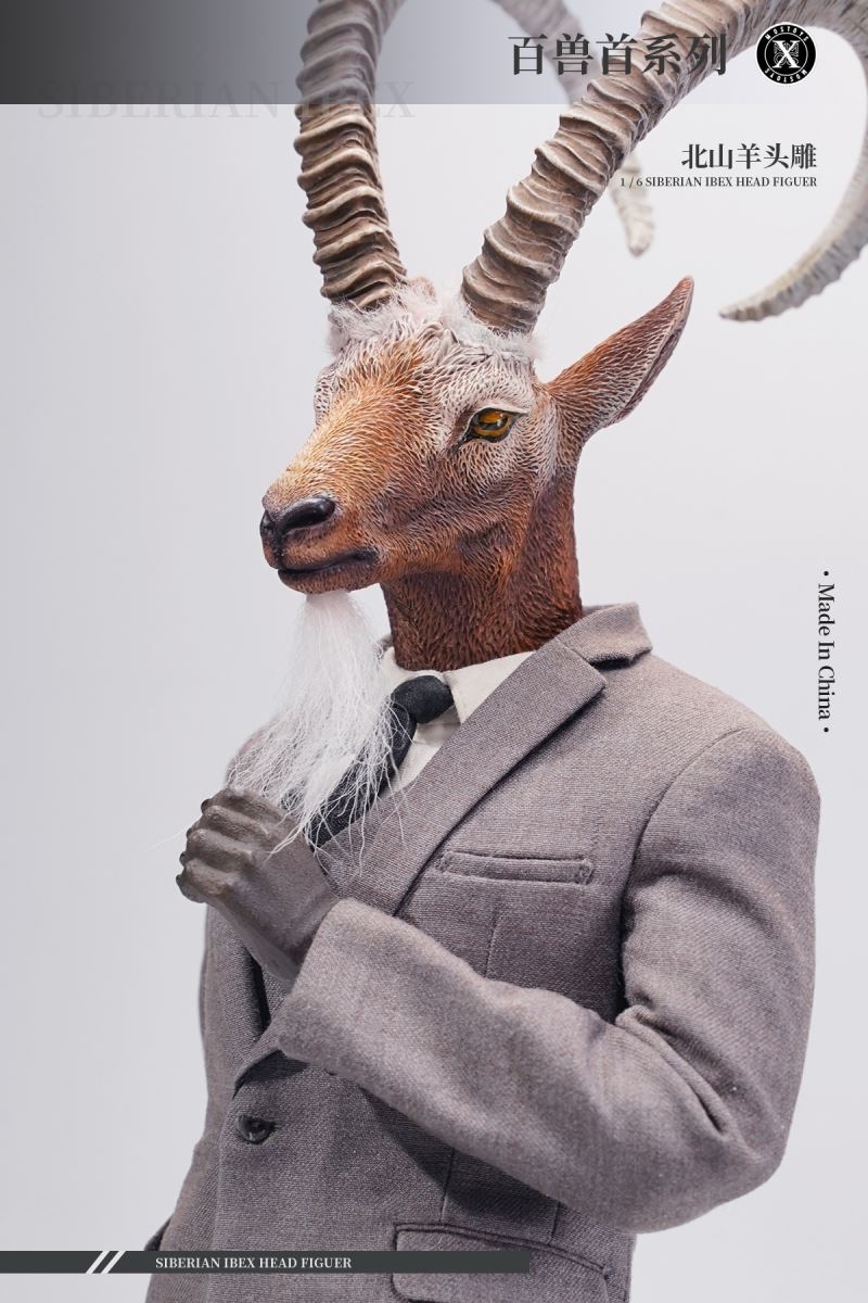 Siberian Ibex Head Figure