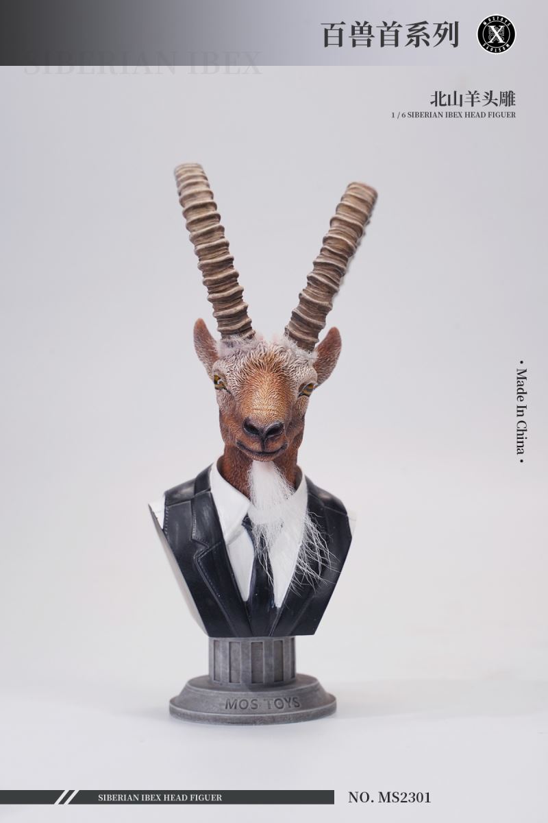 Siberian Ibex Head Figure