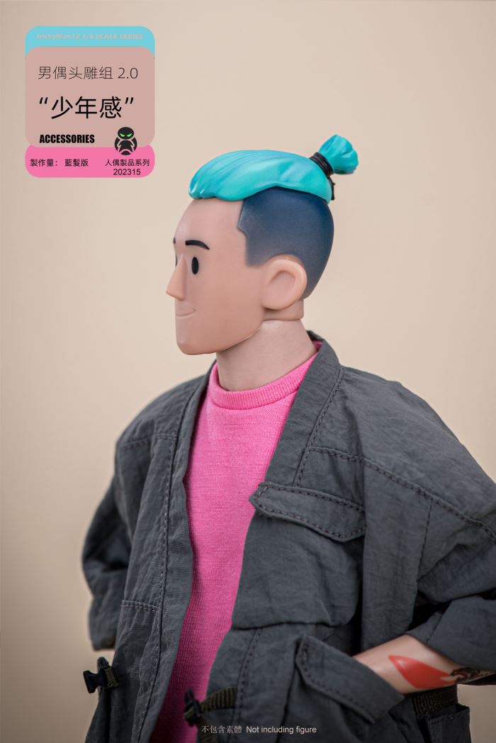 Male Doll Head Sculpture Set 2.0 Yellow Hair/Blue Hair 1/6