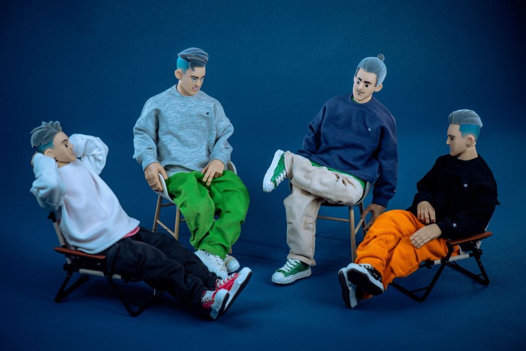 male doll head sculpt set 4.0 [black flocked hair/light brown flocked hair] 1/6