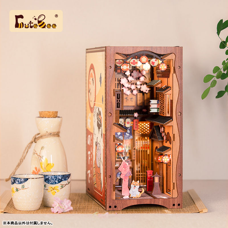 Miniature Dollhouse under the sakura tree Wooden Handmade Kit