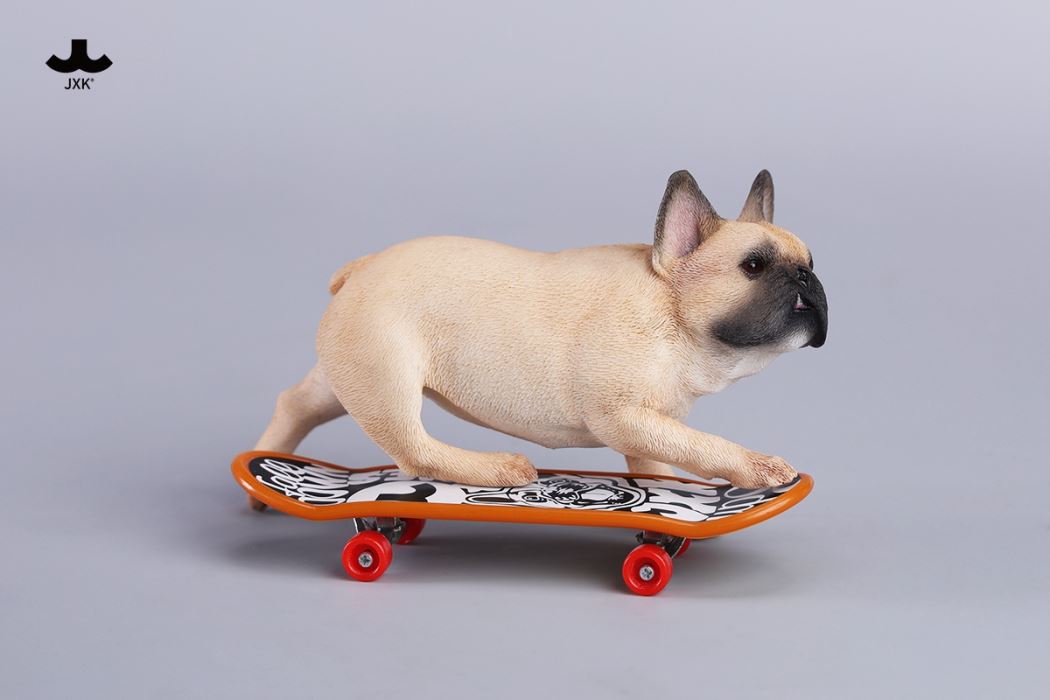 Skateboarding French Bulldog 1/6