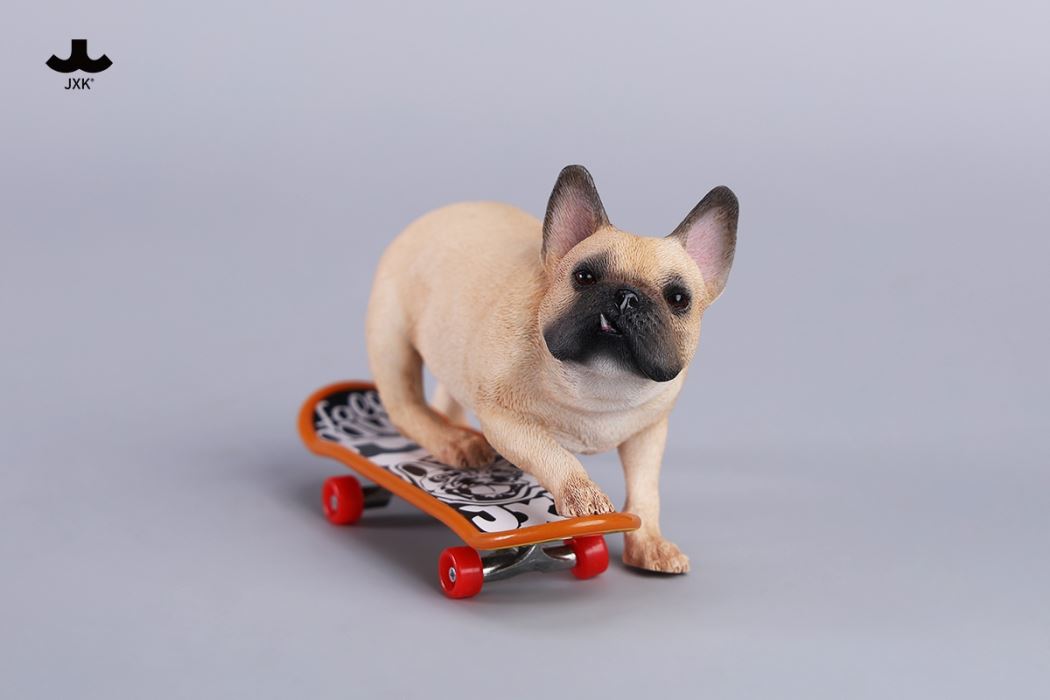 Skateboarding French Bulldog 1/6