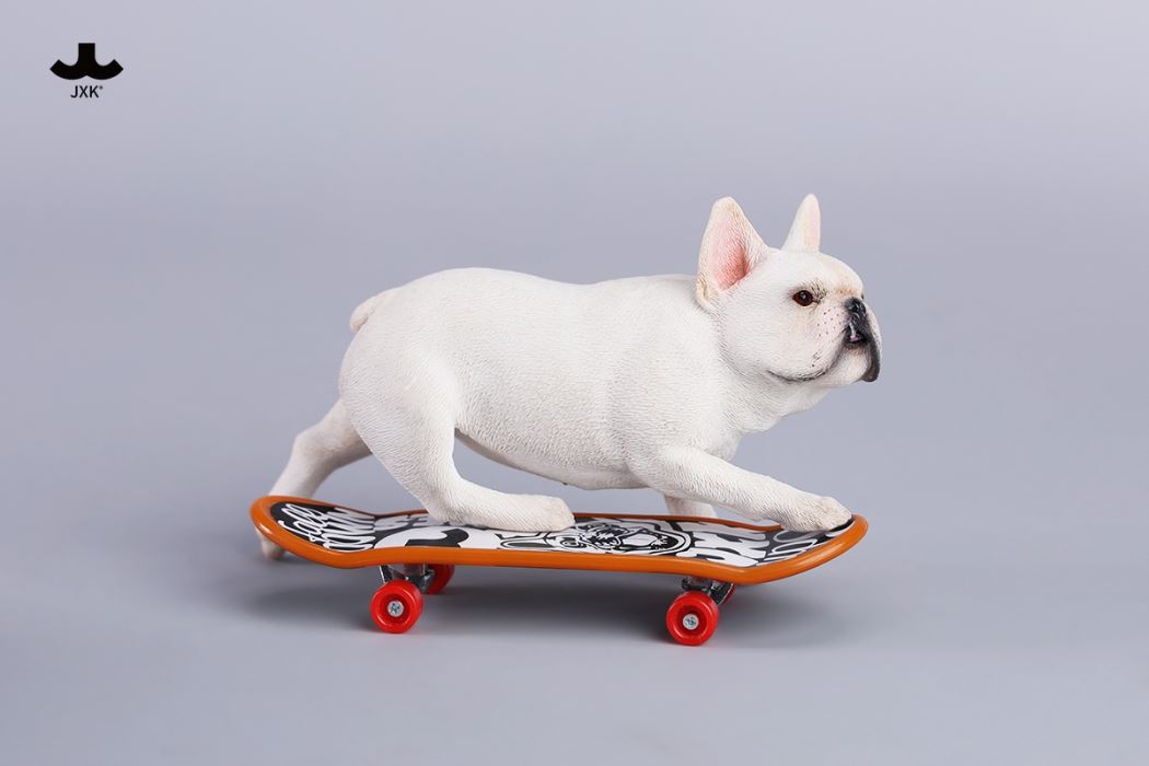 Skateboarding French Bulldog 1/6