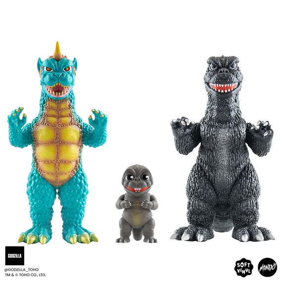 Godzilla, Minilla, Garbara Monsters Attack Soft Vinyl Figure Set