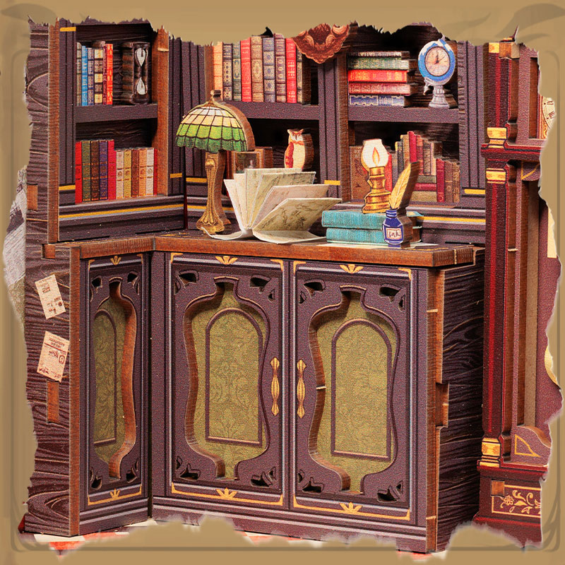 Miniature Dollhouse OWL BOOKSTORE Wooden Handmade Kit