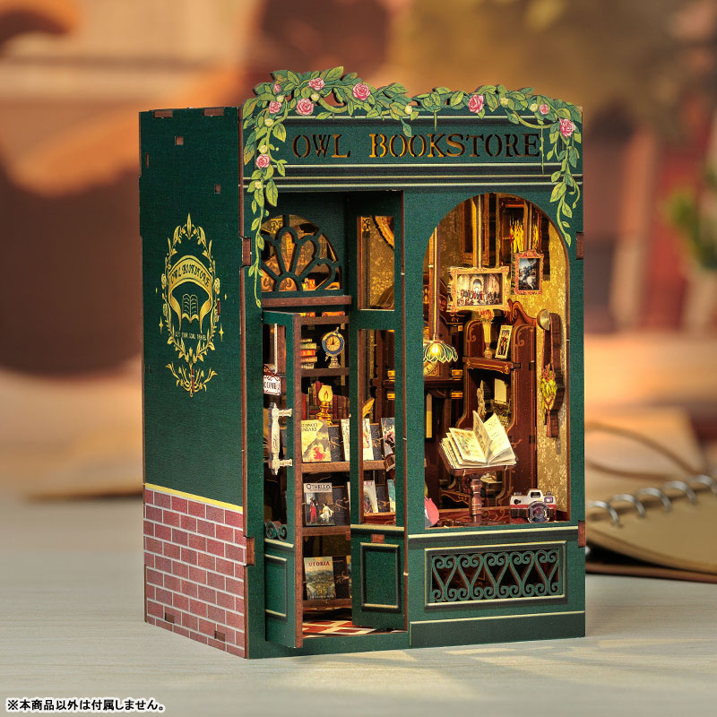 Miniature Dollhouse OWL BOOKSTORE Wooden Handmade Kit