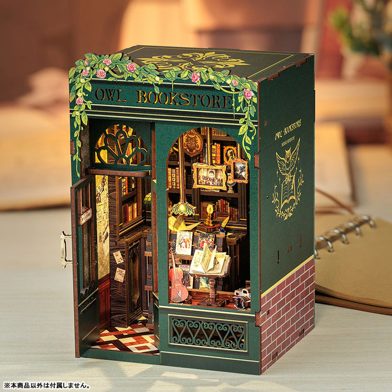 Miniature Dollhouse OWL BOOKSTORE Wooden Handmade Kit