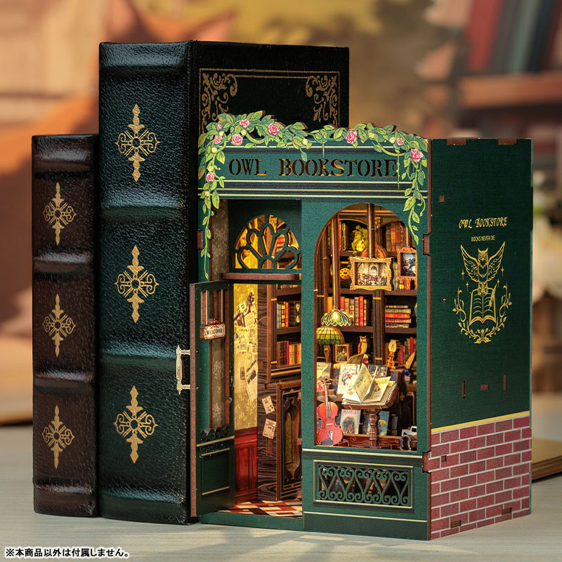 Miniature Dollhouse OWL BOOKSTORE Wooden Handmade Kit