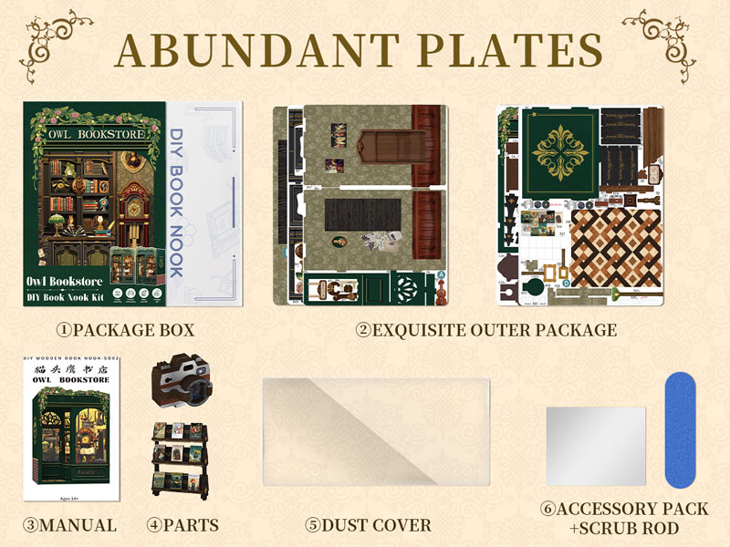 Miniature Dollhouse OWL BOOKSTORE Wooden Handmade Kit