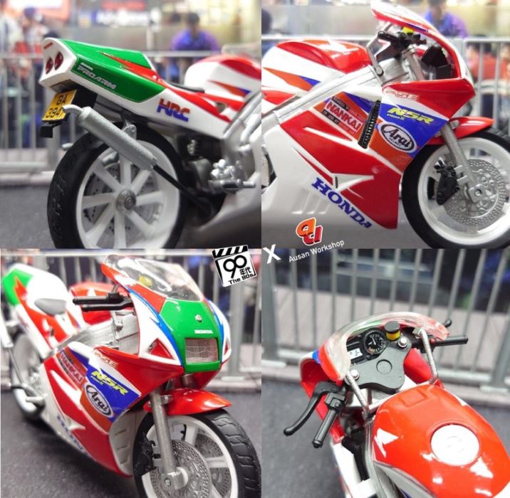 NSR Motorcycle (Red and White Latte Art) & Fire Chariot Motorcycle NSR 1/12