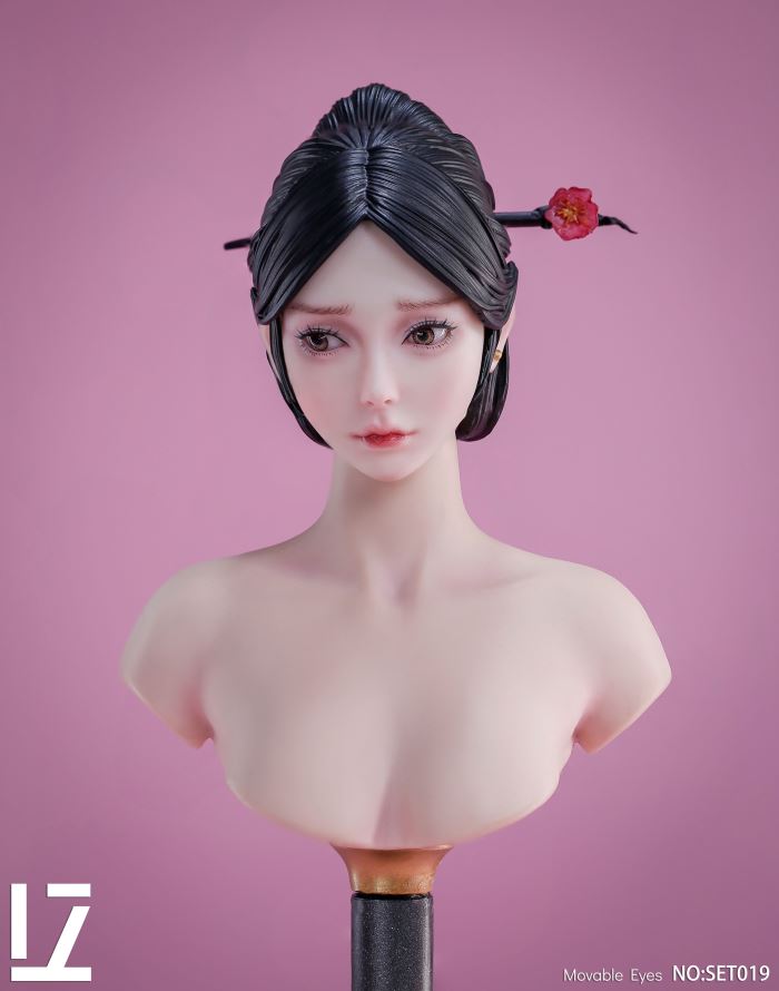 Ancient Costume Female Head Sculpture with Movable Eyes [SET019] 1/6