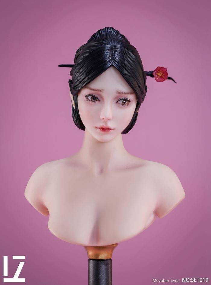 Ancient Costume Female Head Sculpture with Movable Eyes [SET019] 1/6