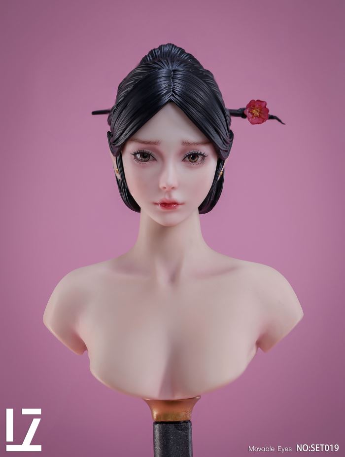 Ancient Costume Female Head Sculpture with Movable Eyes [SET019] 1/6