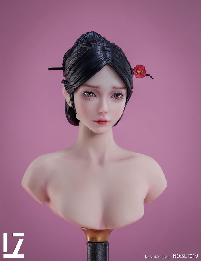 Ancient Costume Female Head Sculpture with Movable Eyes [SET019] 1/6