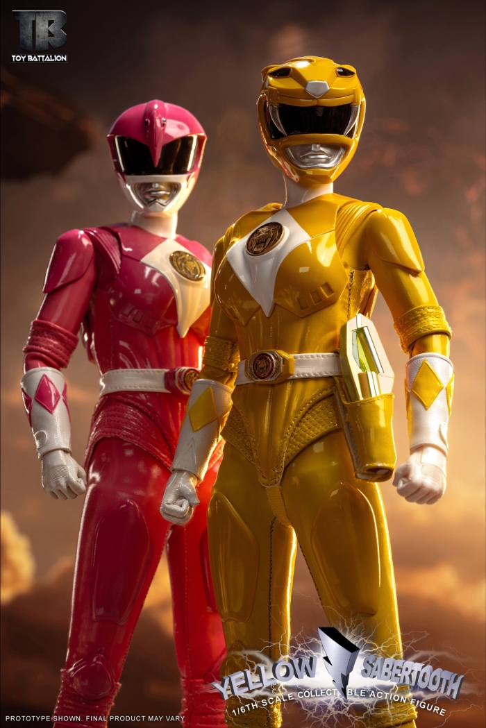 Yellow Sabretooth Tiger Warrior & Pink Pterosaur Warrior