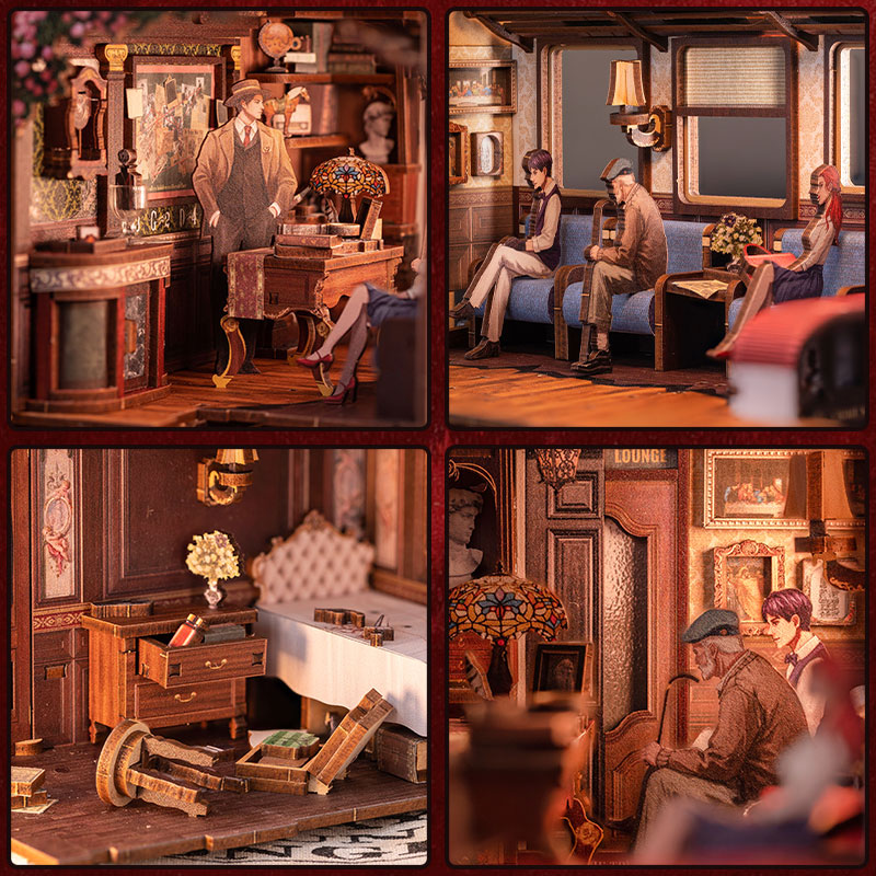 Miniature Dollhouse Train Mystery Case Wooden DIY Kit
