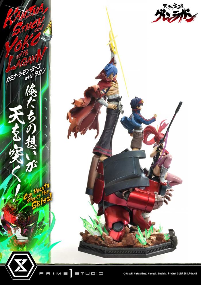 Kamina, Simon & Yoko with Lagann Our hearts pierce the skies! - Tengen Toppa Gurren Lagann