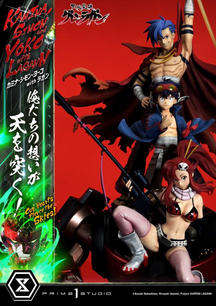 Kamina, Simon & Yoko with Lagann Our hearts pierce the skies! - Tengen Toppa Gurren Lagann