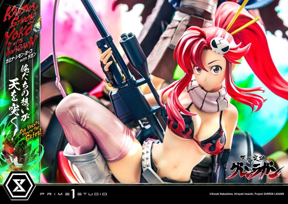 Kamina, Simon & Yoko with Lagann Our hearts pierce the skies! - Tengen Toppa Gurren Lagann