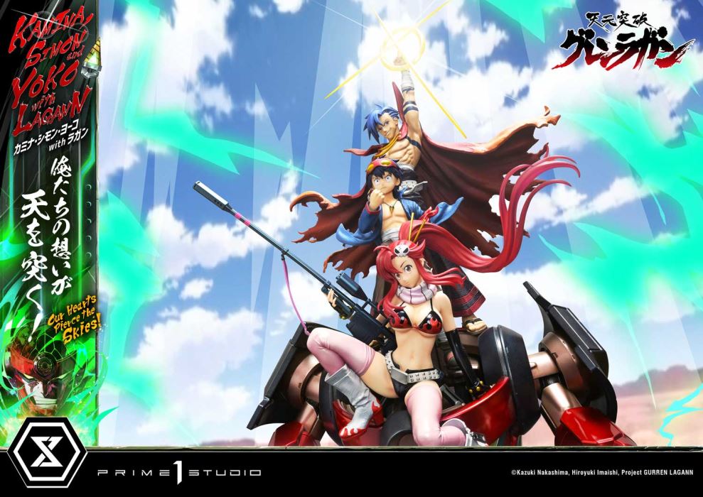 Kamina, Simon & Yoko with Lagann Our hearts pierce the skies! - Tengen Toppa Gurren Lagann