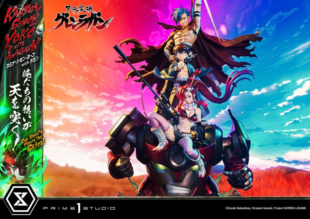 Kamina, Simon & Yoko with Lagann Our hearts pierce the skies! - Tengen Toppa Gurren Lagann