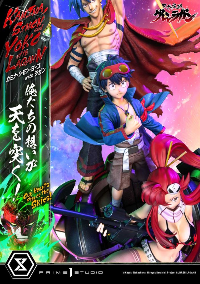 Kamina, Simon & Yoko with Lagann Our hearts pierce the skies! - Tengen Toppa Gurren Lagann