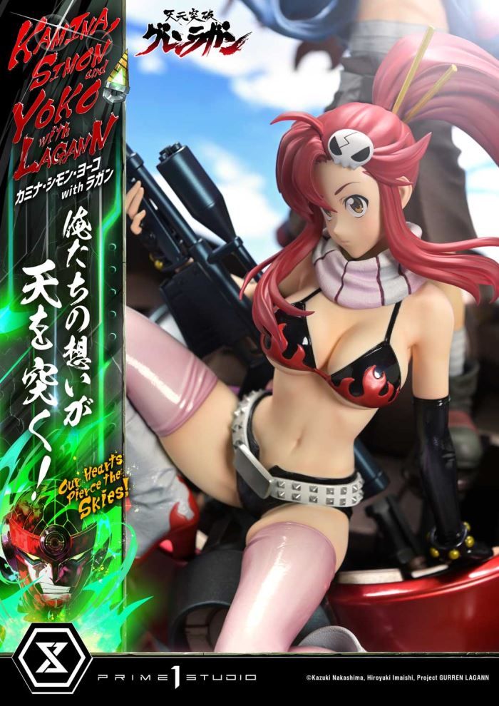 Kamina, Simon & Yoko with Lagann Our hearts pierce the skies! - Tengen Toppa Gurren Lagann