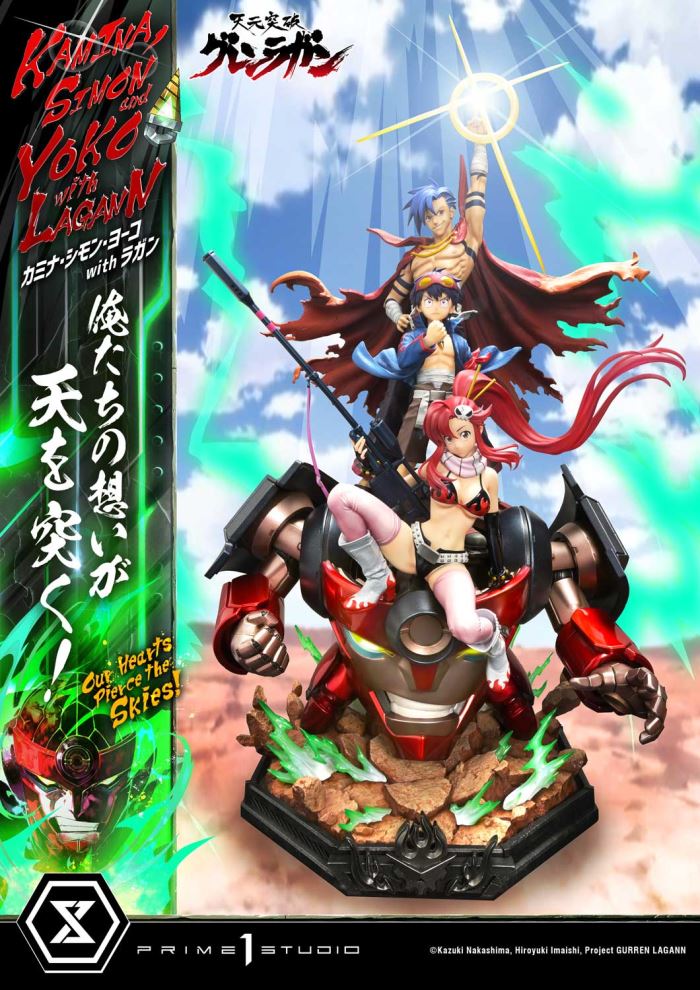Kamina, Simon & Yoko with Lagann Our hearts pierce the skies! - Tengen Toppa Gurren Lagann