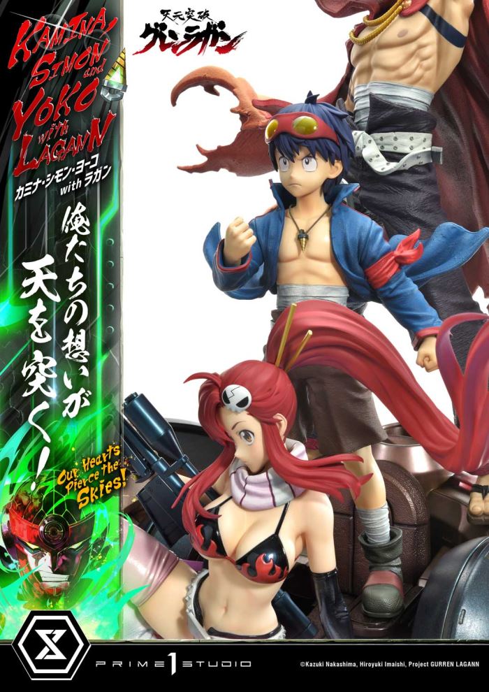 Kamina, Simon & Yoko with Lagann Our hearts pierce the skies! - Tengen Toppa Gurren Lagann