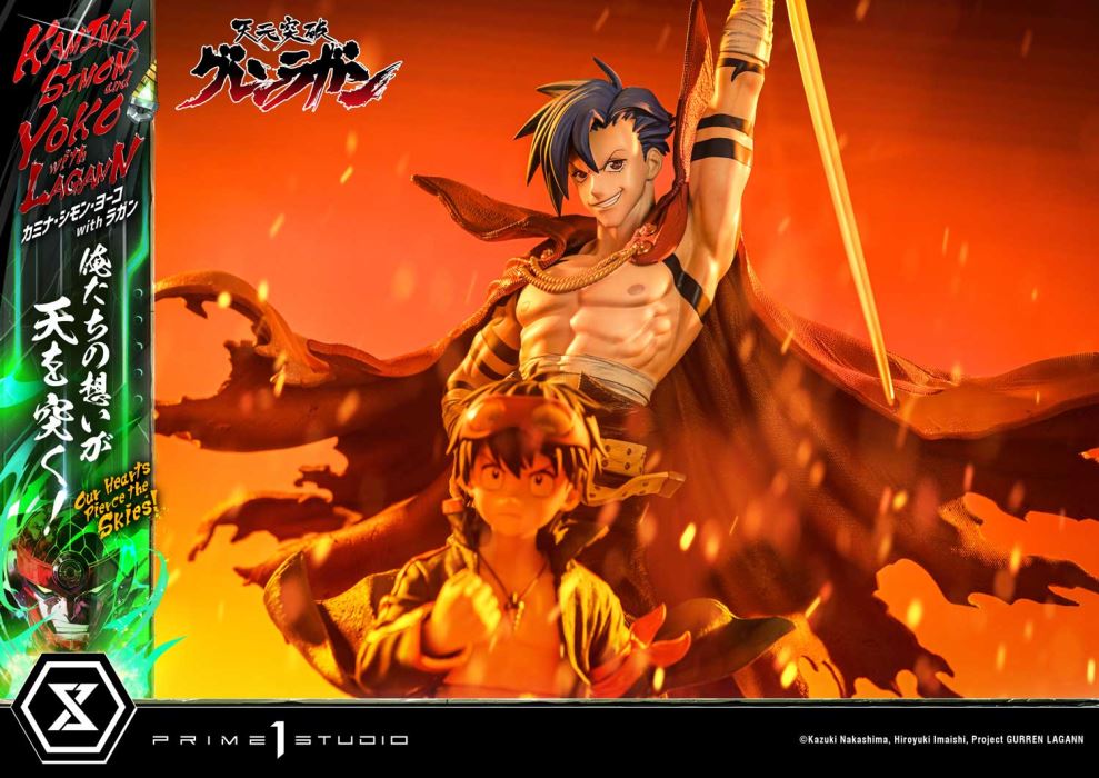 Kamina, Simon & Yoko with Lagann Our hearts pierce the skies! - Tengen Toppa Gurren Lagann