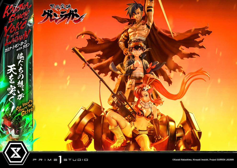 Kamina, Simon & Yoko with Lagann Our hearts pierce the skies! - Tengen Toppa Gurren Lagann
