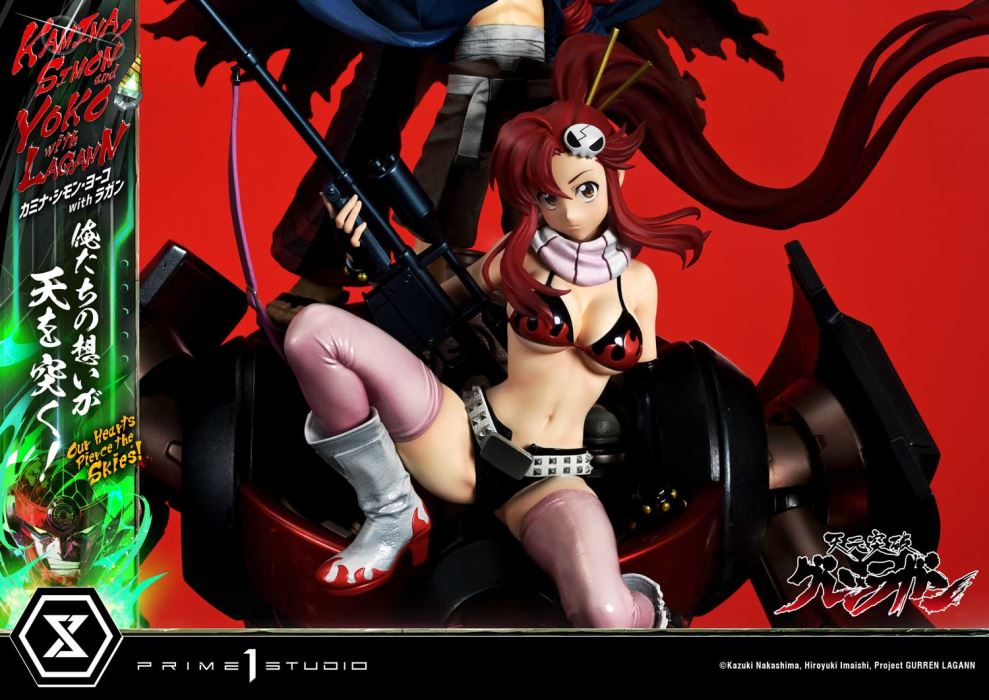 Kamina, Simon & Yoko with Lagann Our hearts pierce the skies! - Tengen Toppa Gurren Lagann