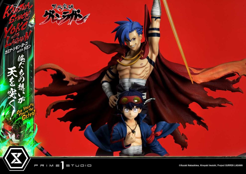 Kamina, Simon & Yoko with Lagann Our hearts pierce the skies! - Tengen Toppa Gurren Lagann