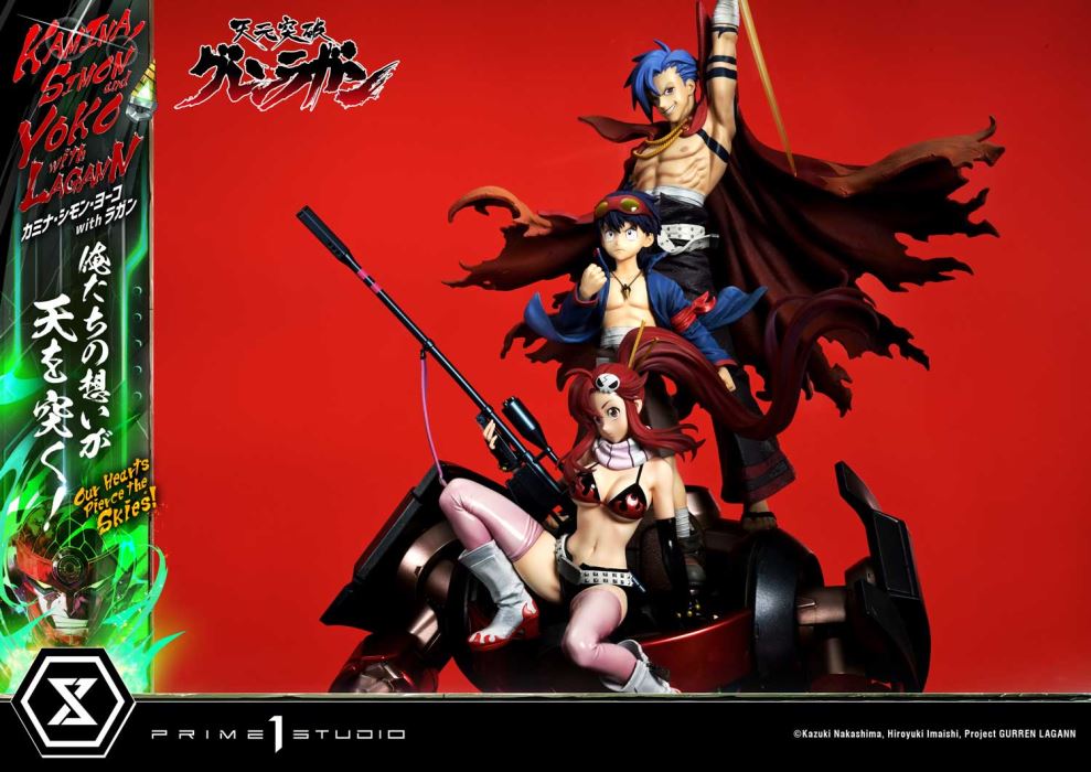 Kamina, Simon & Yoko with Lagann Our hearts pierce the skies! - Tengen Toppa Gurren Lagann