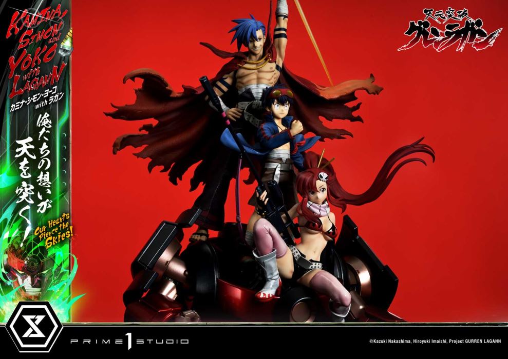 Kamina, Simon & Yoko with Lagann Our hearts pierce the skies! - Tengen Toppa Gurren Lagann