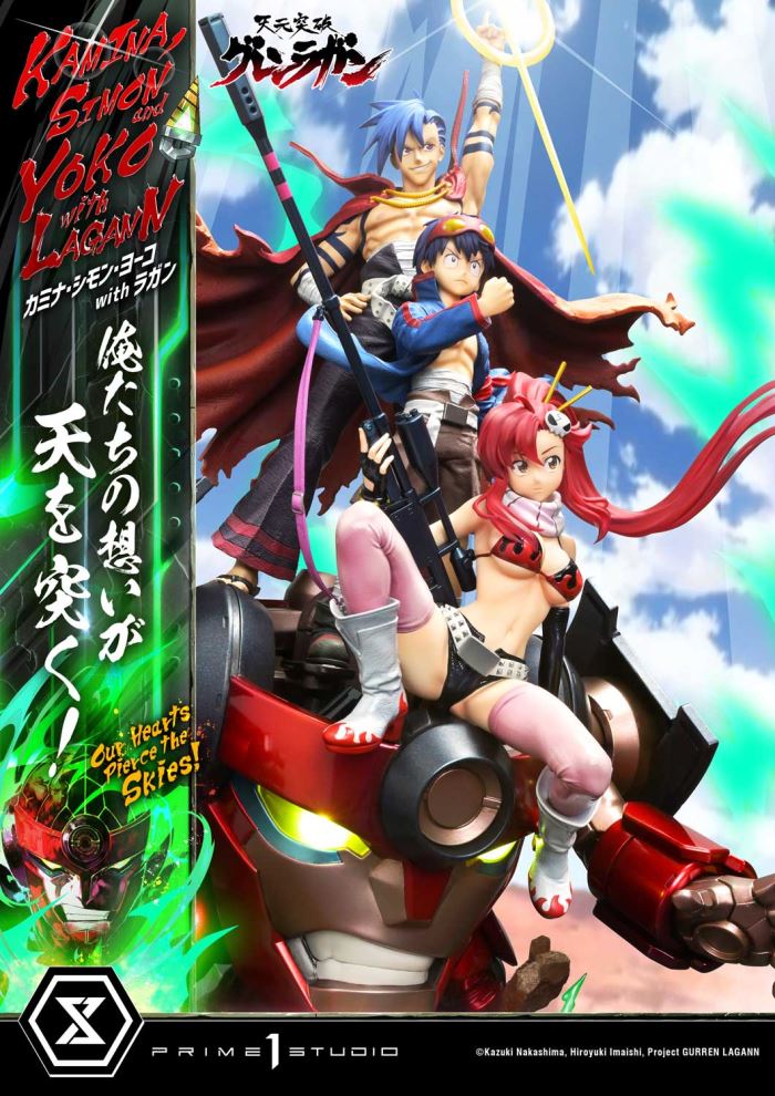 Kamina, Simon & Yoko with Lagann Our hearts pierce the skies! - Tengen Toppa Gurren Lagann