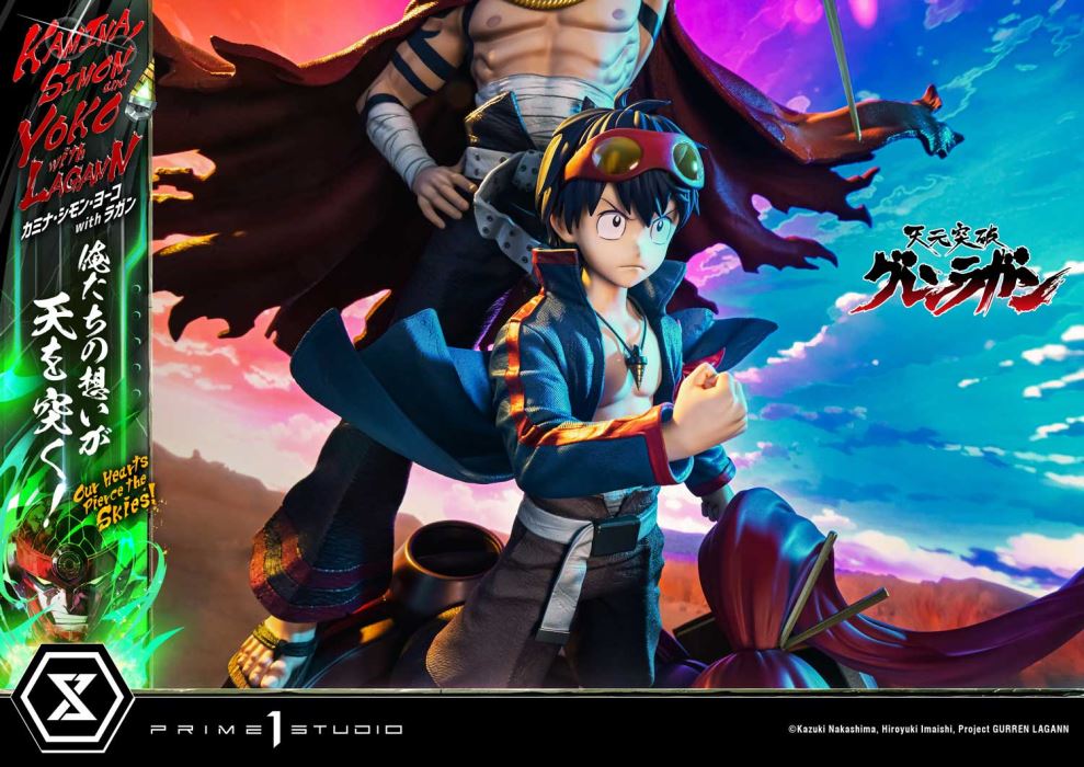Kamina, Simon & Yoko with Lagann Our hearts pierce the skies! - Tengen Toppa Gurren Lagann
