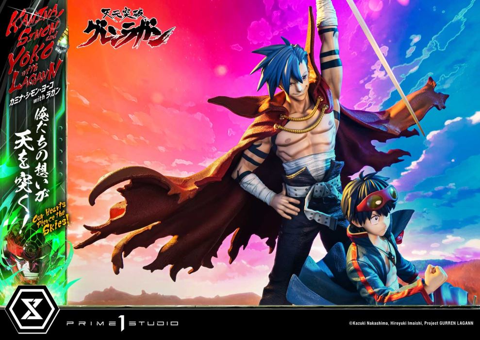 Kamina, Simon & Yoko with Lagann Our hearts pierce the skies! - Tengen Toppa Gurren Lagann